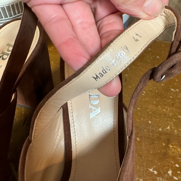 Prada Brown Suede Platform Sandals with Box - Size IT 41/US 11 - Picture 8 of 13